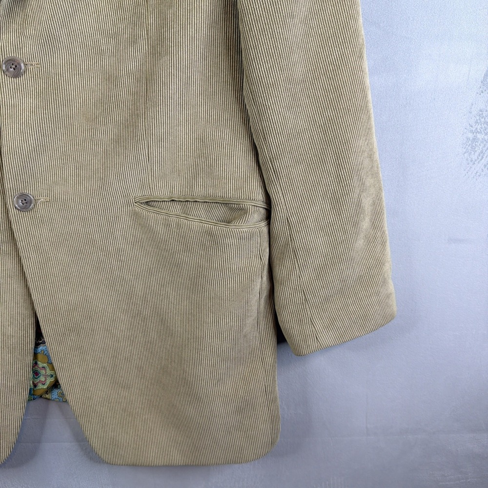 Sean John Blazer Mens 42L Long Green Corduroy Sport Coat Paisley Lined - Picture 5 of 13